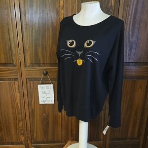 Black Cat Face Sweatshirt